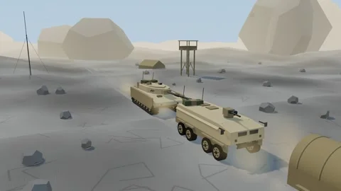 Armoured column climbing a rocky mountain pass Stock Footage 341088502