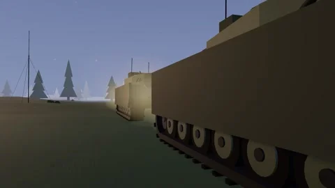 Armoured column moving at dawn through woodland Stock Footage 341089702