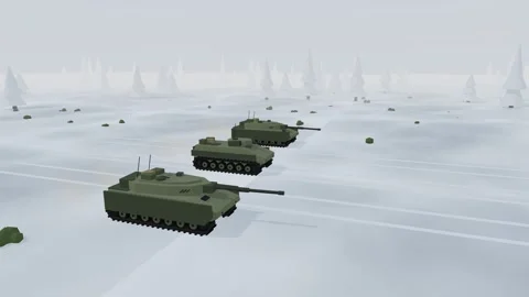 Armoured formation advancing through winter forest Stock Footage 341387104