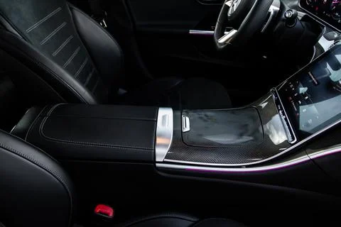 Armrest in the car for driver. Car armrest Foto stock