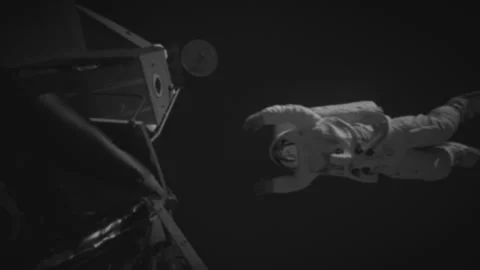 Armstrong astronaut on Project Apollo flies to the door of the lander Stock Footage 289778511