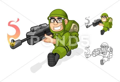 Army Aiming a Rifle with Shoot Pose: Royalty Free #63134998