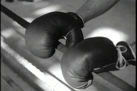 Army athletic staff instructor teaches cadets various techniques of boxing -1945 Stock Footage 93843831
