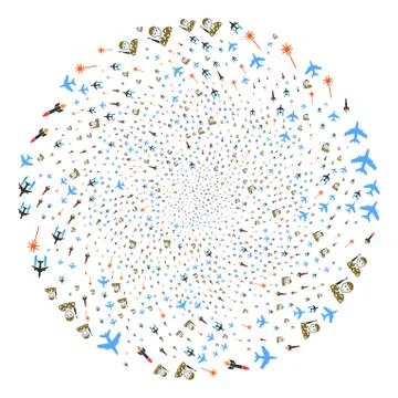 Army Attack Cycle Spheric Cluster Stock Illustration