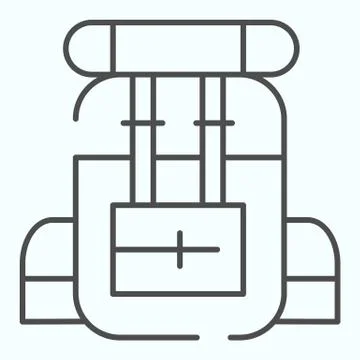 Army backpack thin line icon. Military rucksack vector illustration isolated on Illustrazione stock