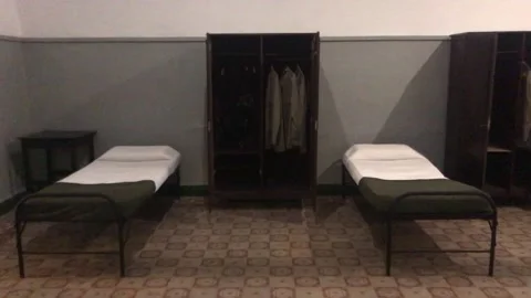 Army barracks dormitory at Fort of Copacabana in Brazil Stock Footage 342647191