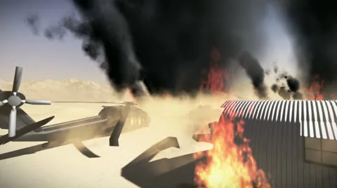 Army base under attack Stock Footage 24466927