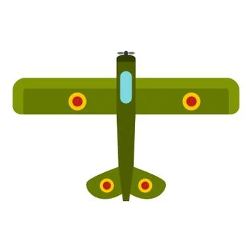 Army biplane icon, flat style Stock Illustration