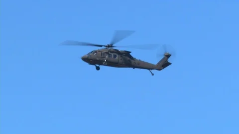 Army Black Hawk Helicopter In Flight Stock Footage 100858527