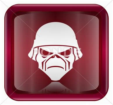 Army button dark red, isolated on white background Stock Illustration