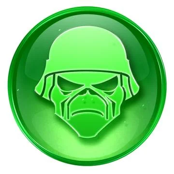 Army button green, isolated on white background Stock Illustration