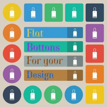 Army chains icon sign. Set of twenty colored flat, round, square and rectangular Stock Illustration