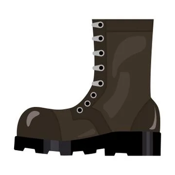 Army combat boots icon in cartoon style isolated on white background. Military Stock Illustration