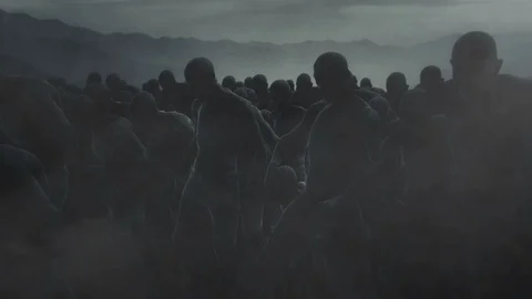 Army of the Dead Zombies Ready to Attack Stock Footage 120748202