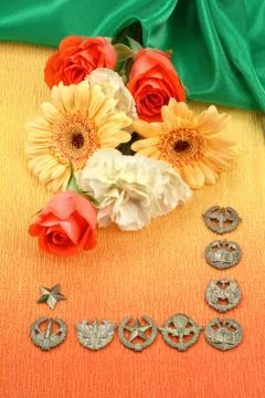 Army Emblems And Flowers Stock Photos