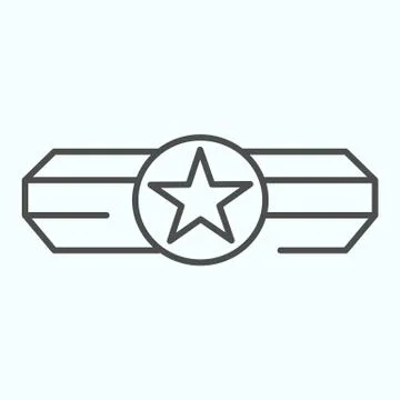 Army epaulet thin line icon. Military rank with one star vector illustration Stock Illustration