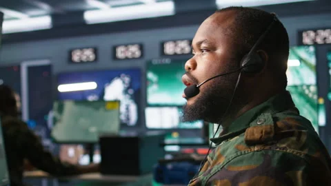 Army expert providing intel for troops in base of operations Stock Footage 282059104