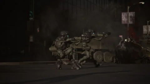 Army forces dead on Earth with alien attack Stock Footage 288967130