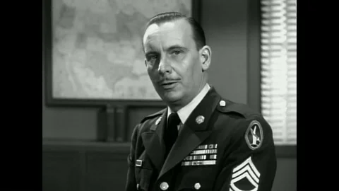 An army general introducing the story of Naval hero Chester Nimitz. Stock Footage 92933227