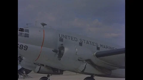 Army General other officials debarking from the aircraft - 1952 Stock Footage 105756765