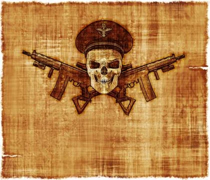 Army General Skull Parchment Illustrazione stock