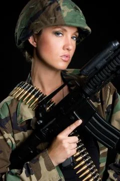 Army gun woman Stock Photos