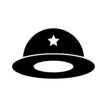 Army hat vector icon, full black Stock Illustration
