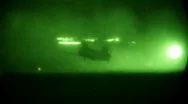 Army Helicopter Lands At Night (Hd)  Stock Footage