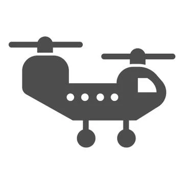 Army helicopter solid icon. Chopper attack and transportation war vehicle symbol Illustrazione stock