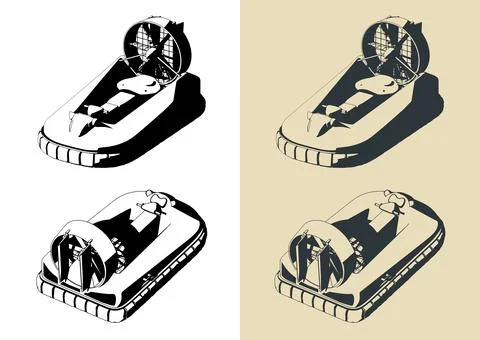Army hovercraft illustrations Stock Illustration