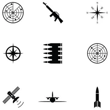 Army icon set Illustrazione stock