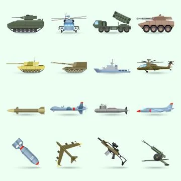 Army Icons Set Illustration