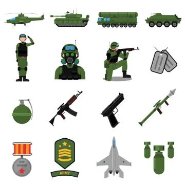 Army Icons Set Stock Illustration