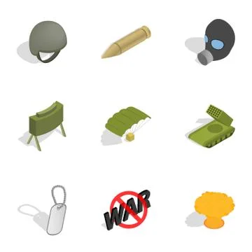 Army icons set, isometric 3d style Stock Illustration