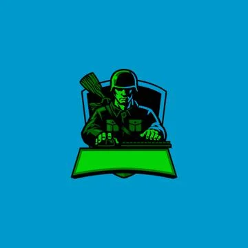 Army logo vector with computer Illustrazione stock