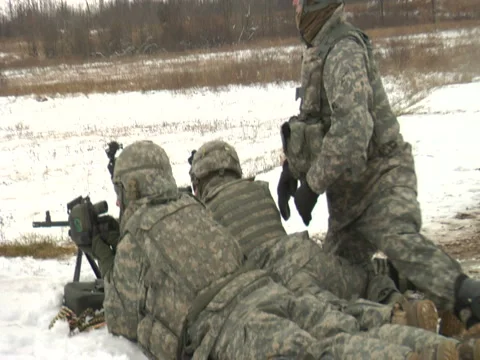 Army Machine Gunner 2 Stock Footage 5701093