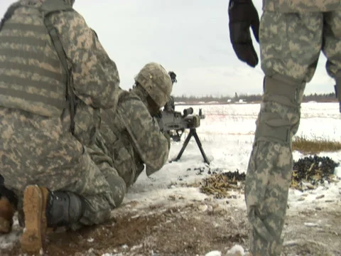 Army Machine Gunner 3 Stock Footage 5701106