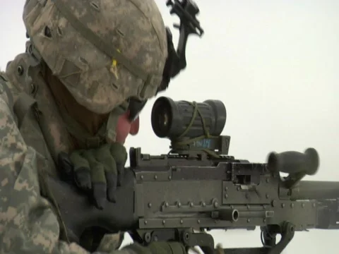 Army Machine Gunner Stock Footage 648307
