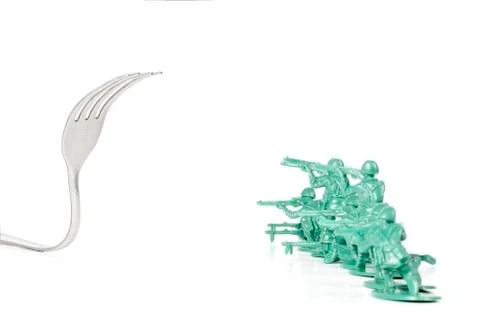 Army Men Attack Fork Stock Photos