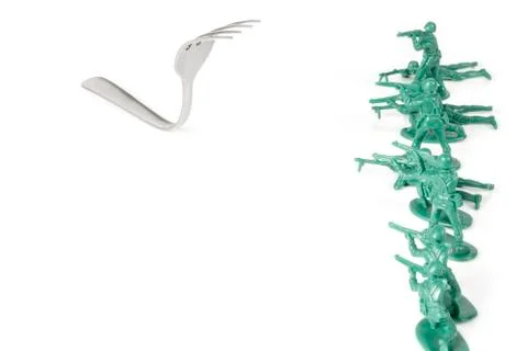 Army Men Attack Fork Stock Photos