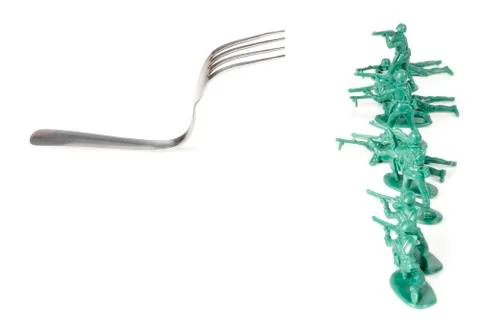 Army Men Attack Fork Stock Photos