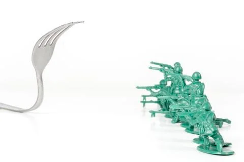 Army Men Attack Fork Stock-Fotos