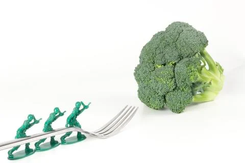 Army Men Broccoli Fork Stock Photos