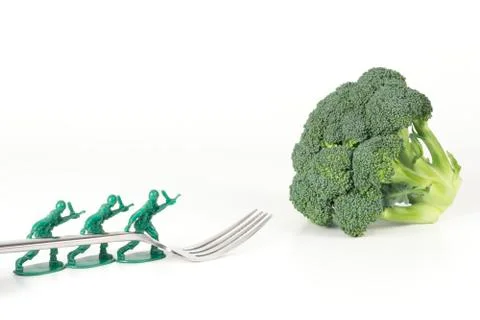 Army Men Broccoli Fork Stock Photos