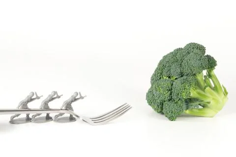 Army Men Broccoli Fork Stock Photos