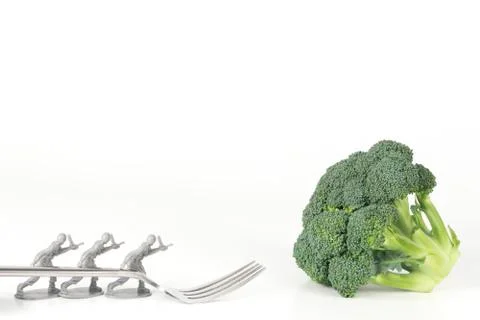 Army Men Broccoli Fork Stock Photos