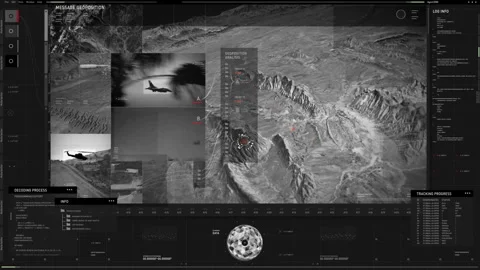 Army Mission Data Network Tracking Position Of Hostile Military Base On Screen Stock Footage 279224869
