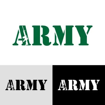 Army modern typography text based vector minimal logo design Stock Illustration