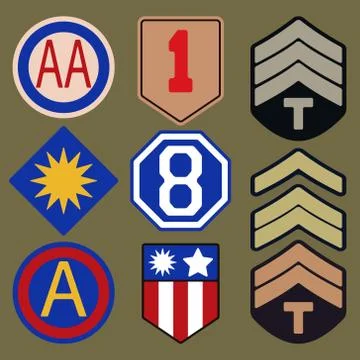 Army patche typography set Stock Illustration