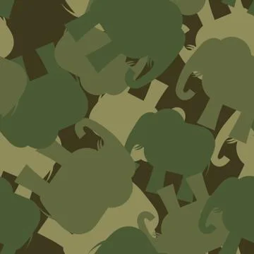 Army Pattern elephant. Camo background of green elephant. Military seamless o Illustrazione stock